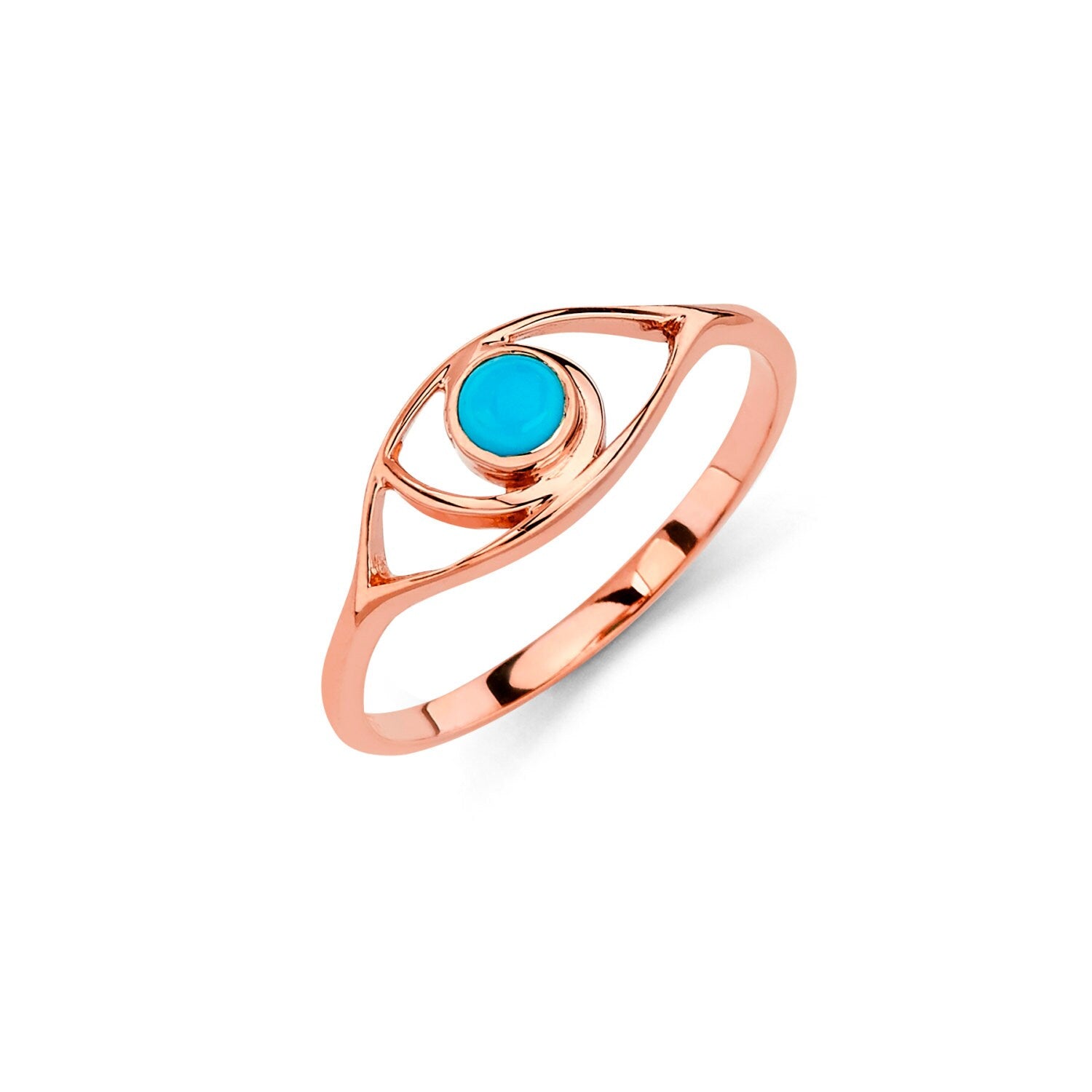 14K Gold Evil Eye Ring with Turquoise Center - Gold Rings - Gianni Deloro