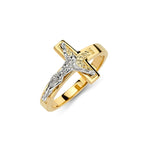 14K Gold Two Tone Crucifix Cross Ring, Christian rings, 14K gold ring, Two-tone crucifix ring, Religious jewelry, Faith jewelry, Christian jewelry, Gold crucifix ring, Elegant Christian rings, Spiritual jewelry, 14K gold Christian ring, Cross jewelry, Gold cross ring, Faith ring