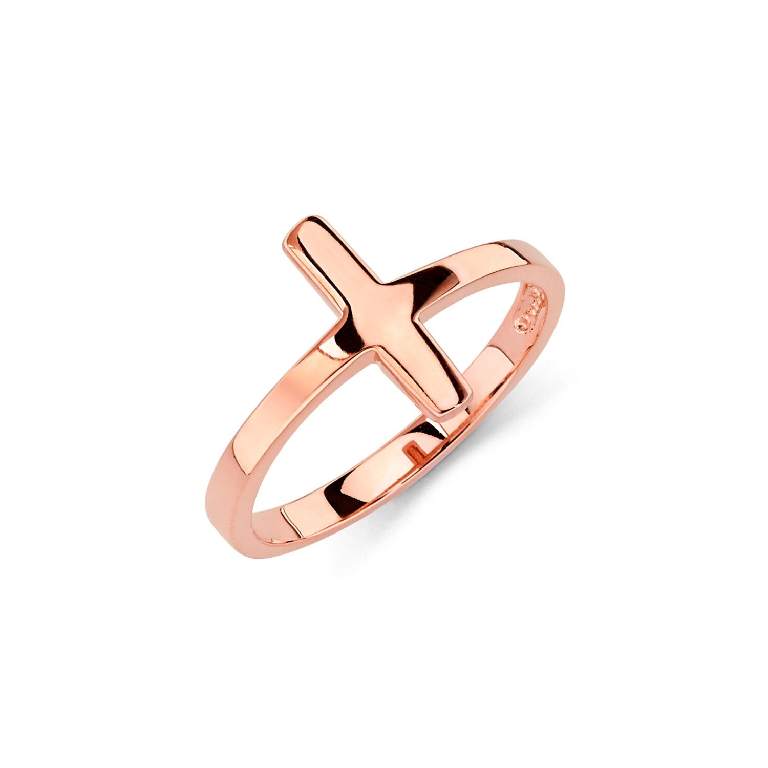 14K Gold Sideways Cross Ring - Christian Rings - Gianni Deloro