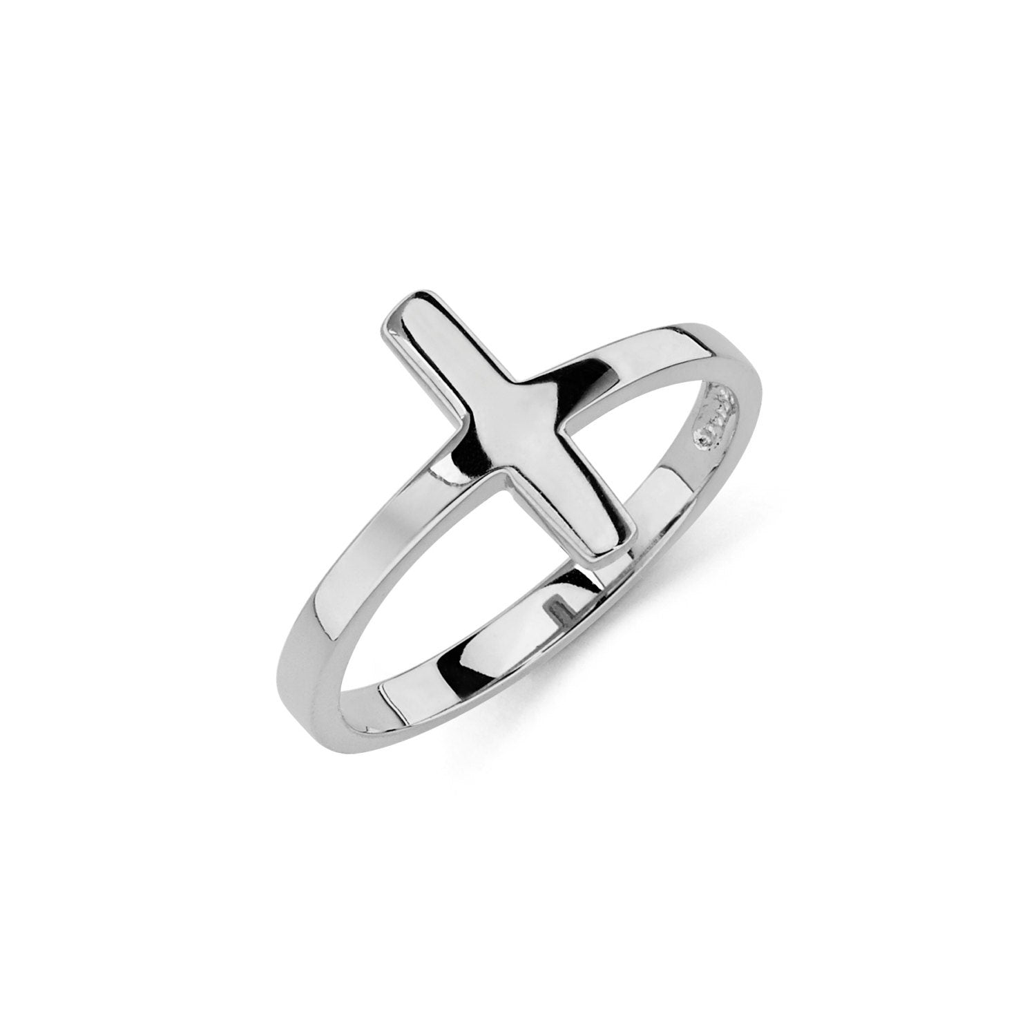 14K Gold Sideways Cross Ring - Christian Rings - Gianni Deloro