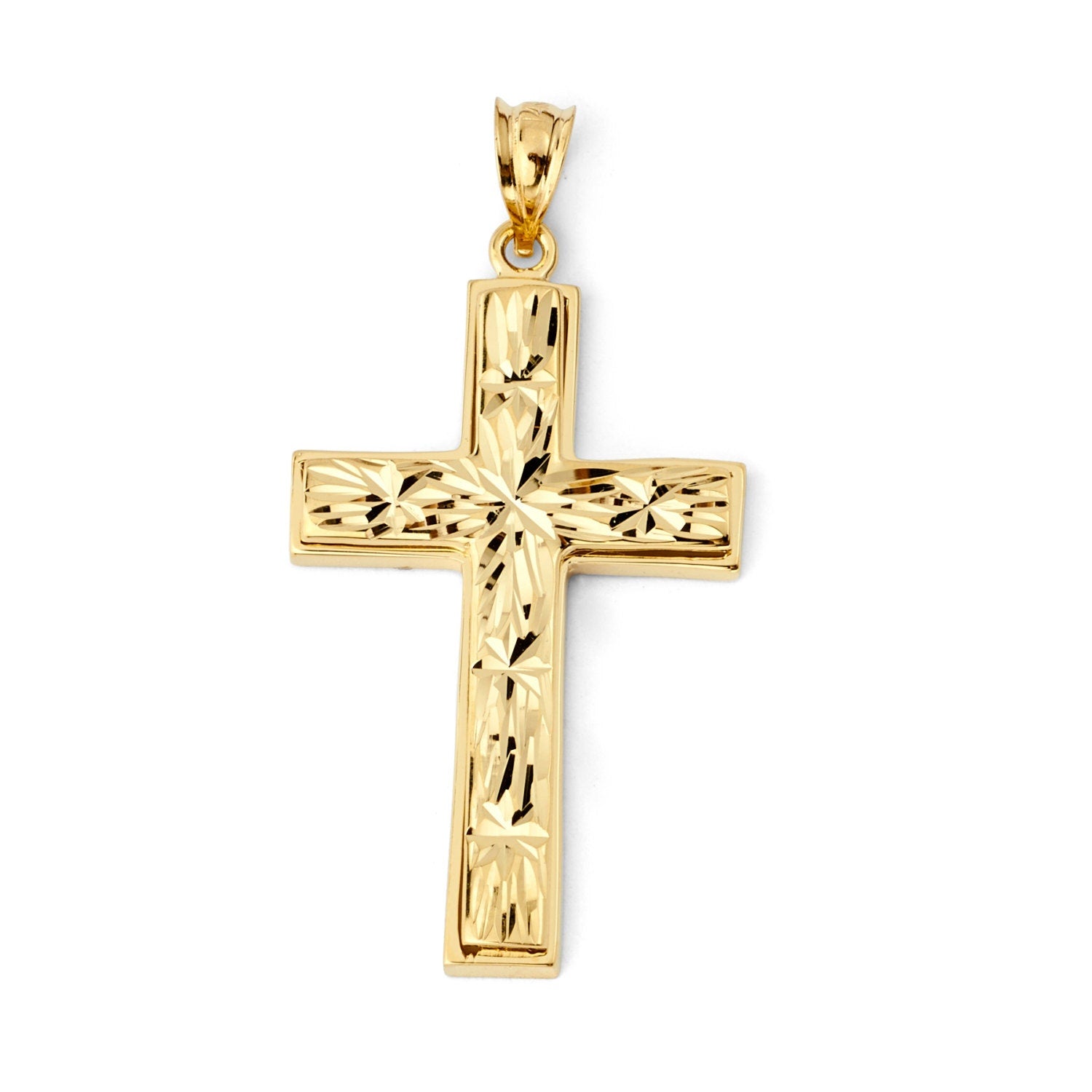 14K Gold Textured Cross Pendant – Christian Jewelry - Gianni Deloro