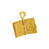 14K Solid Gold Bible Pendant w/ The Lord's Prayer