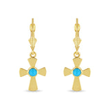 14K Gold Cross Earrings with Turquoise Stone - Gianni Deloro