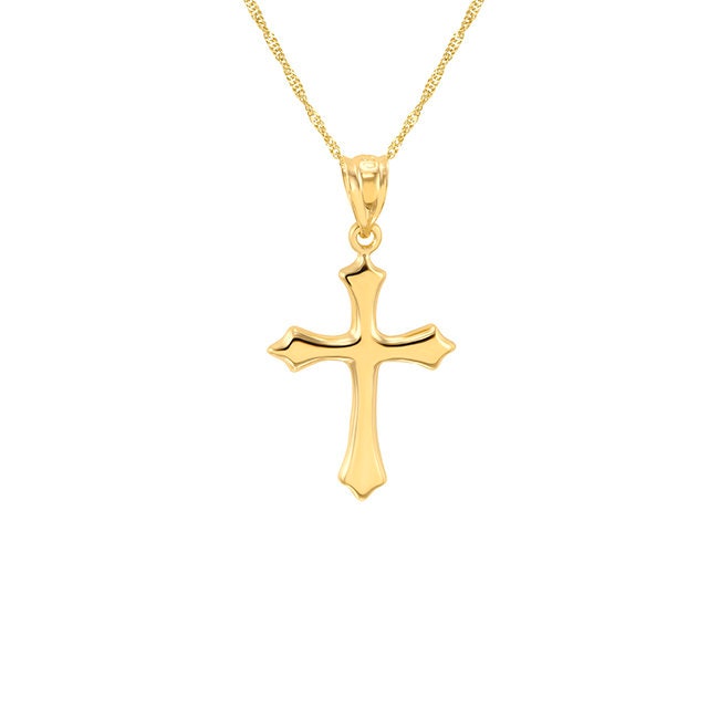 14K Gold Cross Necklace for Men & Women - Catholic Jewelry - Gianni Deloro