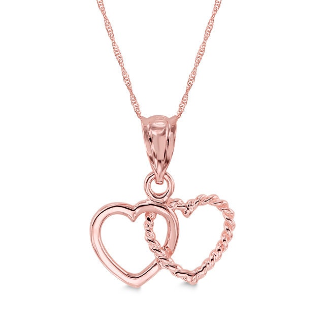 14K Gold Double Heart Necklace - Interlocking Hearts - Gianni Deloro