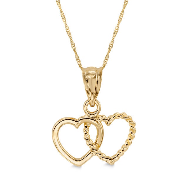 14K Gold Double Heart Necklace - Interlocking Hearts - Gianni Deloro