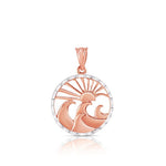 14K Gold Pendant Sun & Wave - Marine Life Design - Gianni Deloro