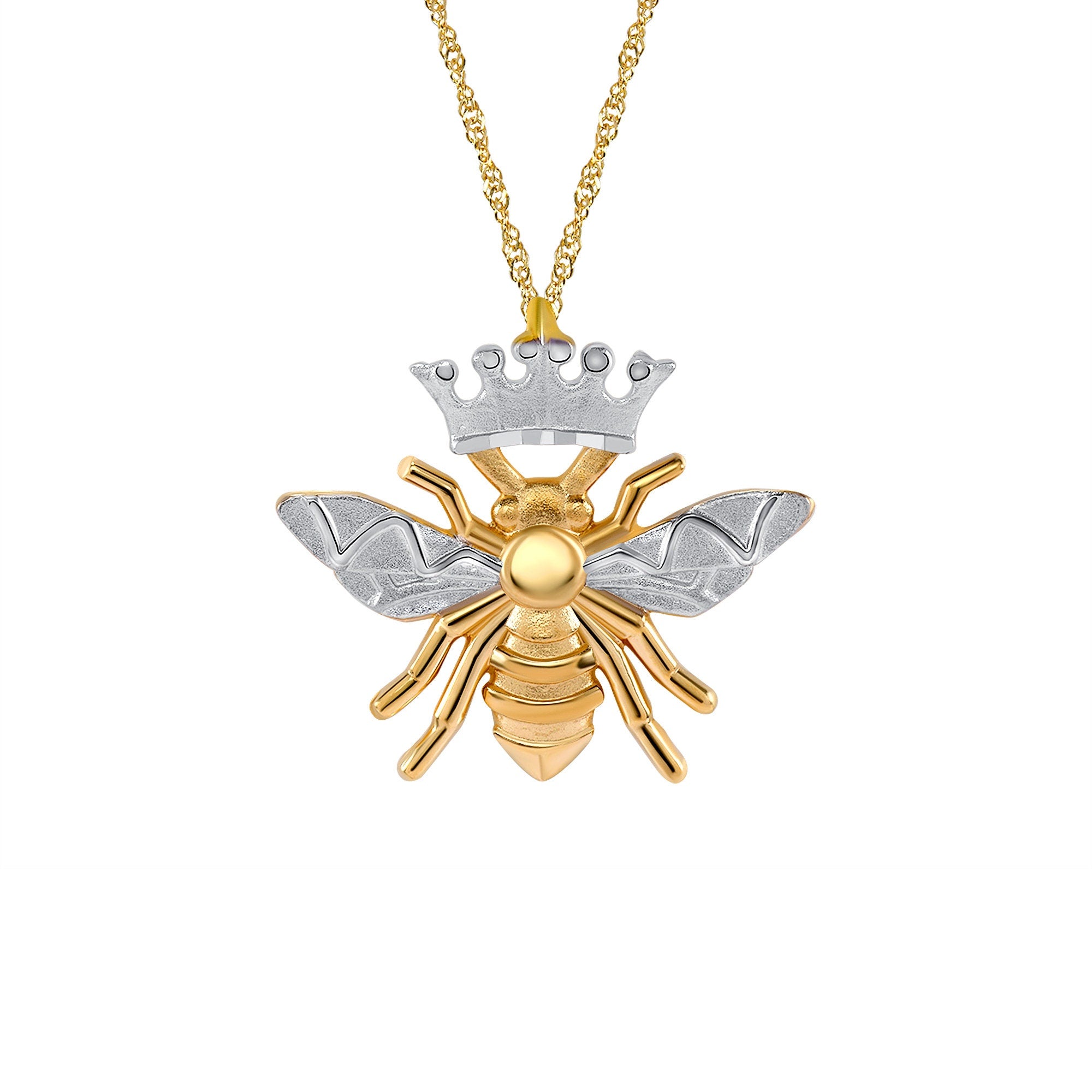 14K Gold Queen Bee Necklace with Crown - Women's Jewelry - Gianni Deloro