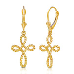 14K Gold Rope Cross Leverback Dangle Earrings – Christian Jewelry - Gianni Deloro