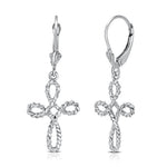 14K Gold Rope Cross Leverback Dangle Earrings – Christian Jewelry - Gianni Deloro