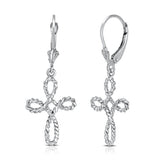 14K Gold Rope Cross Leverback Dangle Earrings – Christian Jewelry - Gianni Deloro