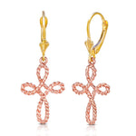14K Gold Rope Cross Leverback Dangle Earrings – Christian Jewelry - Gianni Deloro