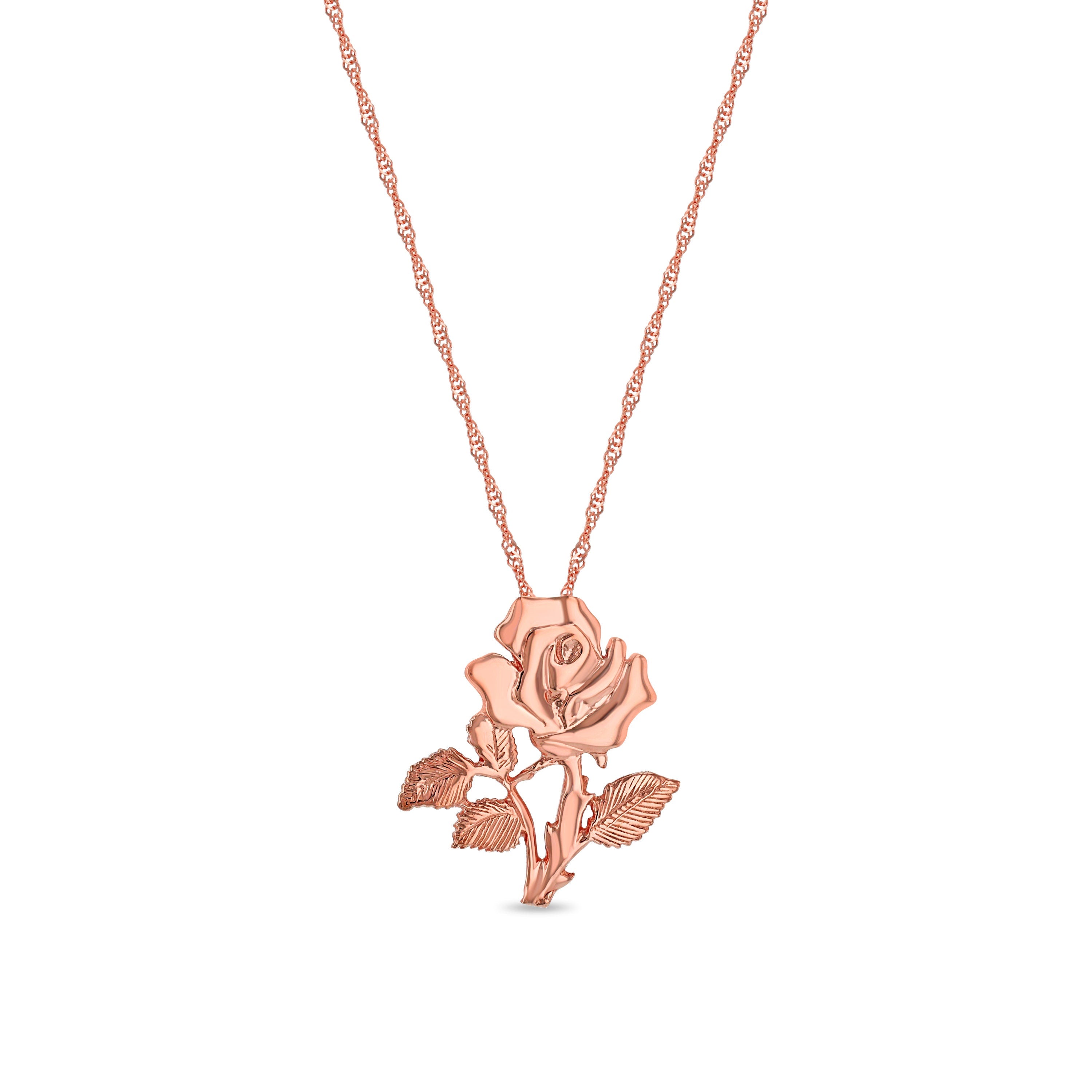 14K Gold Rose Necklace for Women - Gold Flower Pendant - Gianni Deloro
