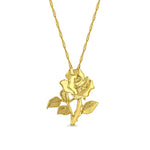 14K Gold Rose Necklace for Women - Gold Flower Pendant - Gianni Deloro