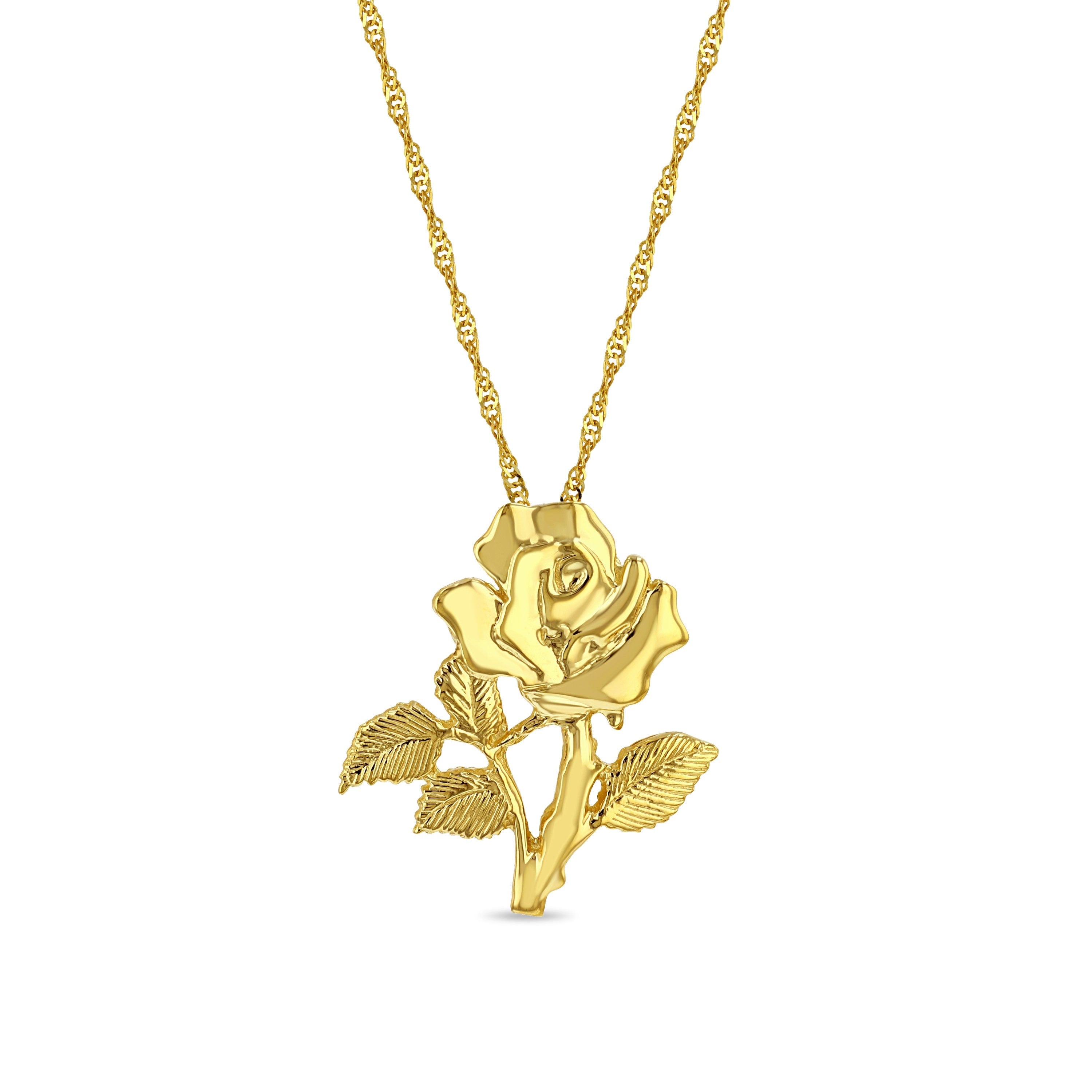 14K Gold Rose Necklace for Women - Gold Flower Pendant - Gianni Deloro