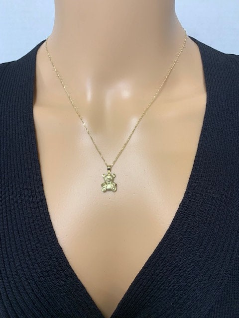 14K Gold Teddy Bear Necklace - Cute Animal Pendant - Gianni Deloro
