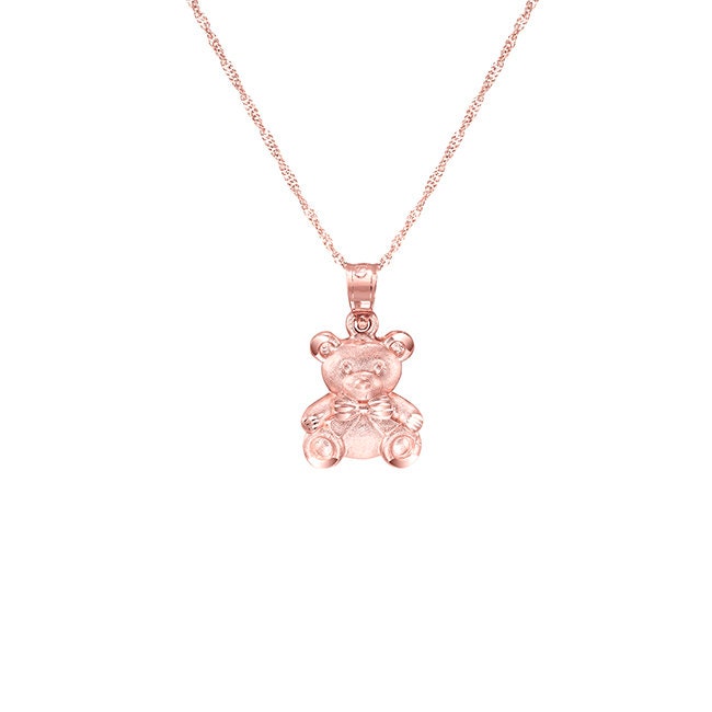14K Gold Teddy Bear Necklace - Cute Animal Pendant - Gianni Deloro