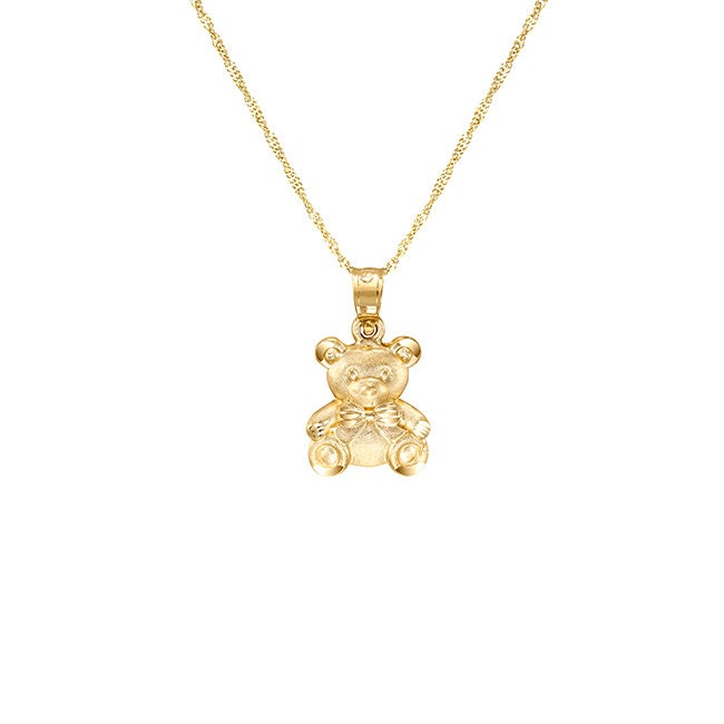 14K Gold Teddy Bear Necklace - Cute Animal Pendant - Gianni Deloro