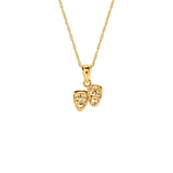 14K Gold Theater Mask Necklace - Comedy & Tragedy Pendant - Gianni Deloro