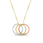 14K Gold Tricolor 3 Ring Necklace - Gianni Deloro