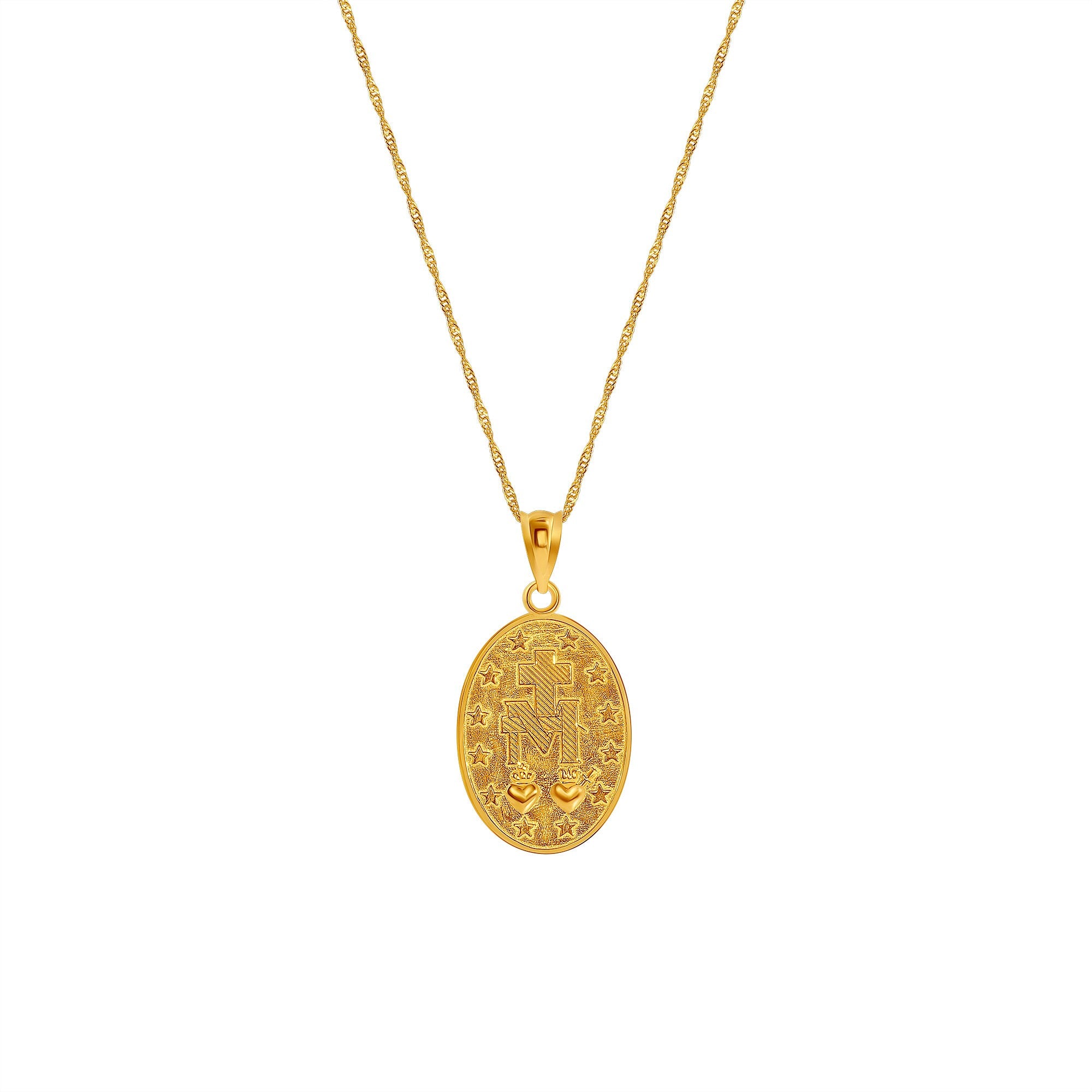 14K Gold Virgin Mary Necklace - Christian Jewelry - Gianni Deloro