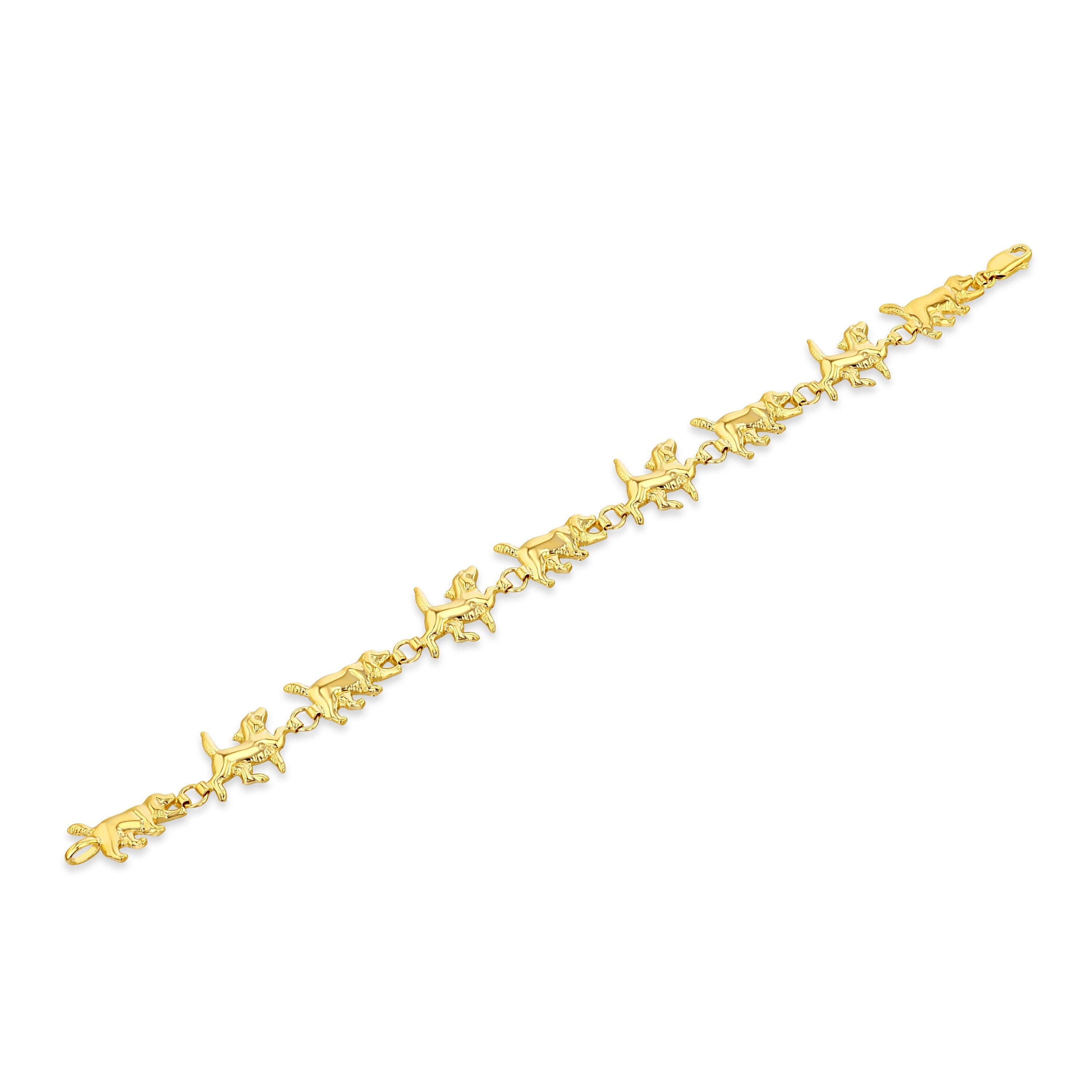 14K Solid Gold Dog Bracelet Cute Animal Jewelry for Women Gianni Deloro Solid Gold Jewelry Store