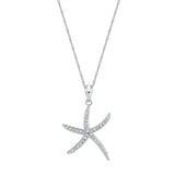 14K White Gold Starfish Necklace with Diamonds - Gianni Deloro