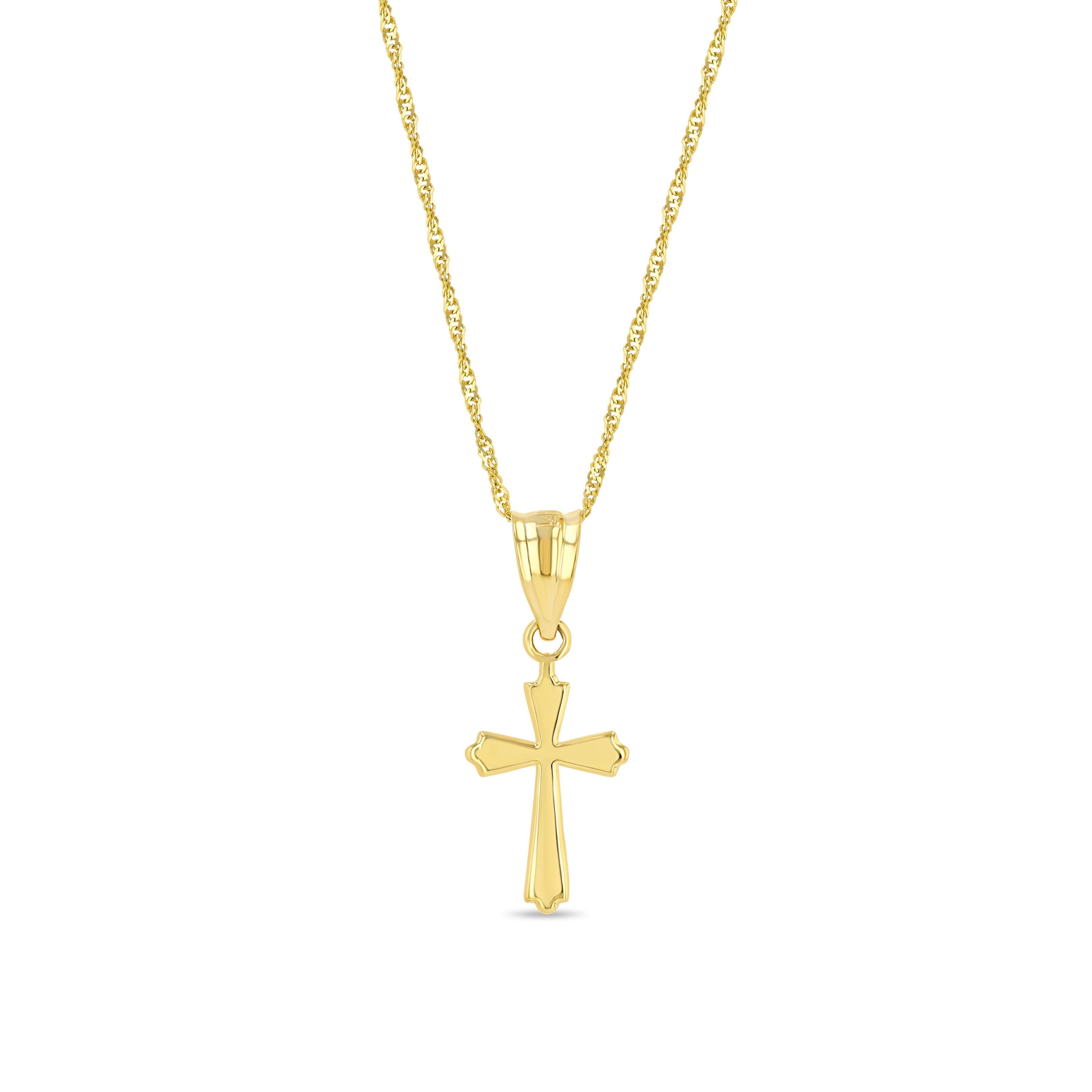 14k Gold Cross Necklace - Tiny Christian Pendant - Gianni Deloro