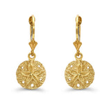 14k solid gold sand dollar lever earrings