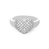 14k solid white gold diamond heart ring