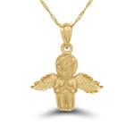 14k solid gold praying angel pendant with 18" solid gold chain