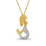 14k solid gold Two Tone Mermaid pendant with 18" chain