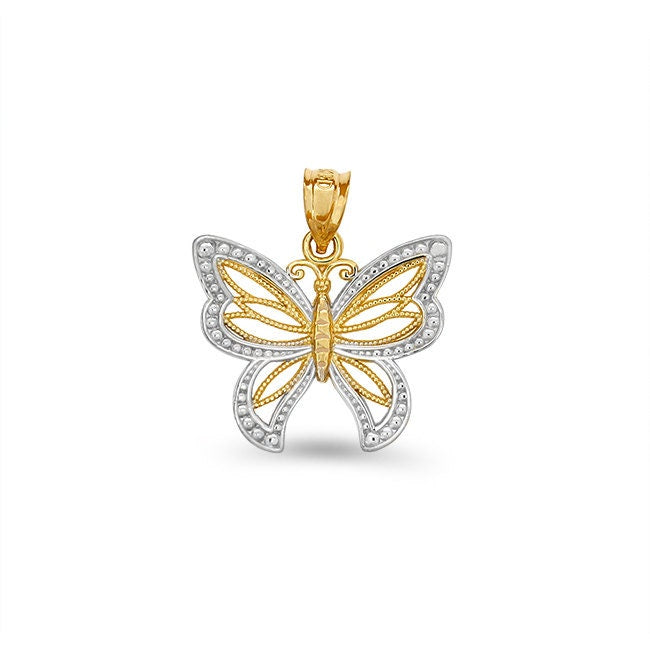14k solid gold butterfly pendant