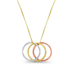 14k Tricolor 3 ring necklace