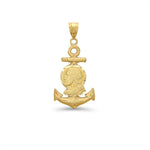 14k solid gold jesus head on anchor