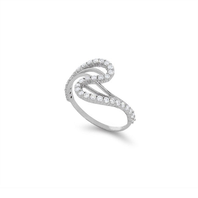 14k solid white gold .69ct diamond swirl ring