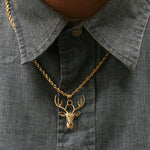 14k solid gold Deer Head Pendant