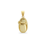 14k solid gold baby shoe pendant. engraved with name and date