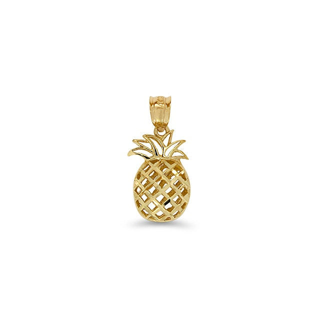 14k solid gold 3D pineapple pendant