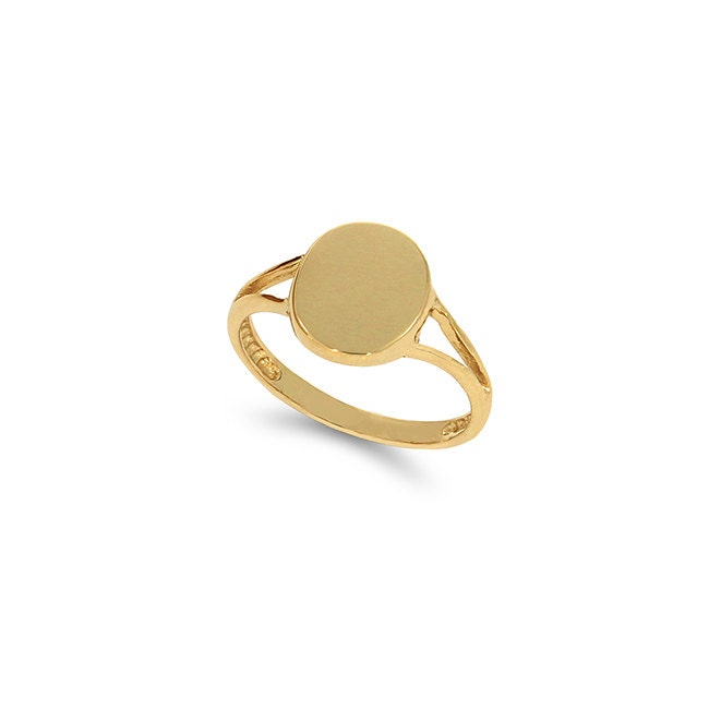 14k solid gold oval signet ring