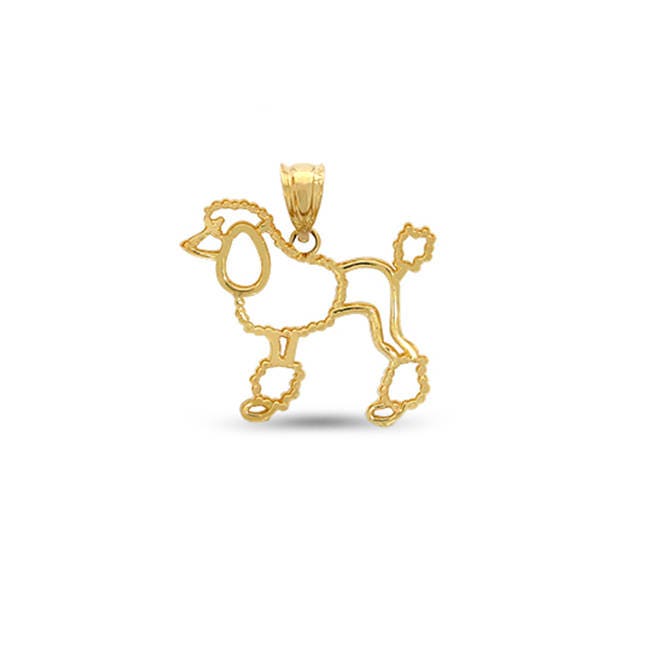 14k solid gold poodle pendant