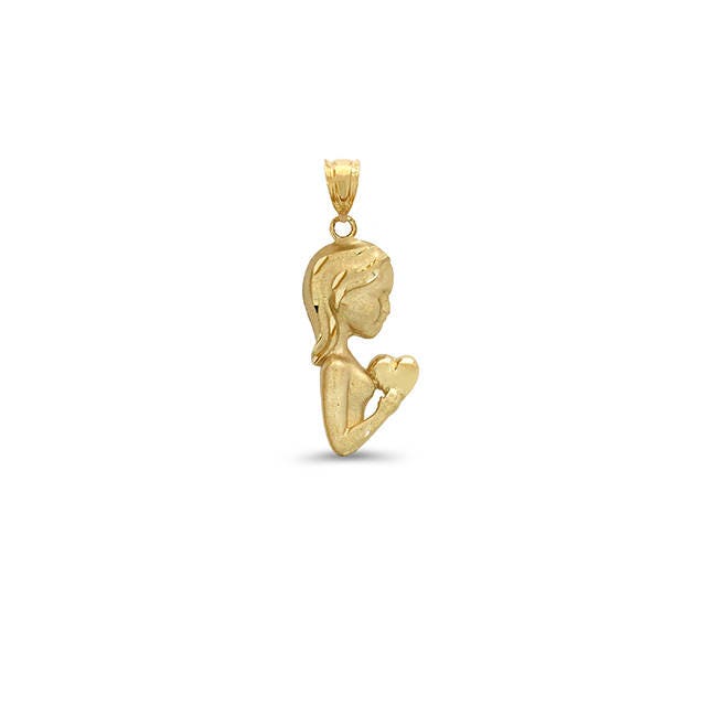 14k solid gold woman holding heart
