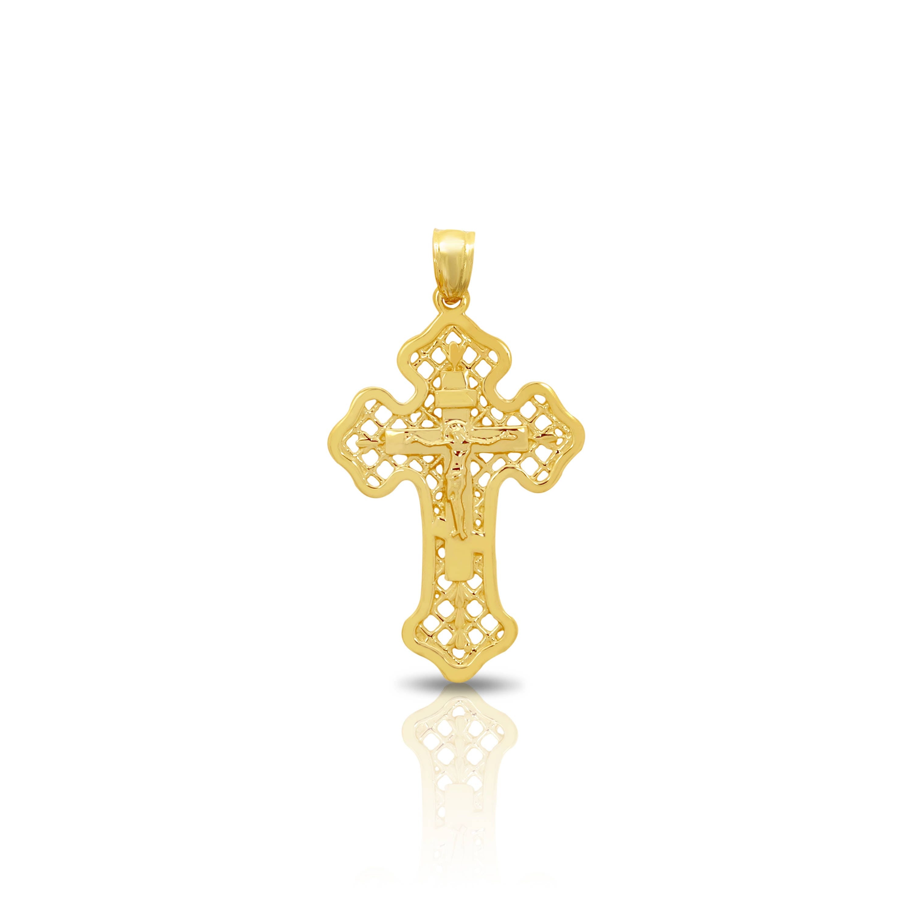 14k solid gold crucifix pendant