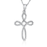 14k solid gold twisted design cross pendant on an 18" chain