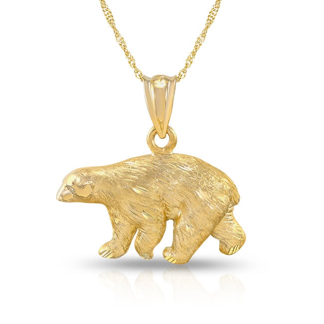 14k solid gold polar bear pendant on a solid gold 18" chain