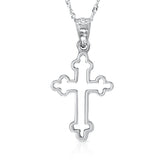 14k solid gold outline cross pendant on 18" solid gold chain