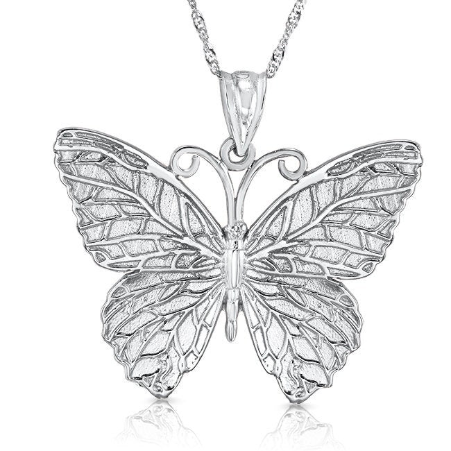 14k solid gold butterfly pendant on 18" solid gold chain