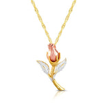 14k solid gold tricolor Rose pendant on 18" solid gold chain