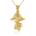 14k solid gold mushroom pendant on 18" solid gold chain