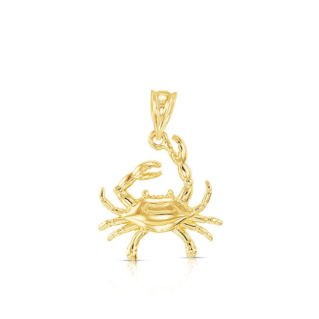 14k solid gold Crab Pendant